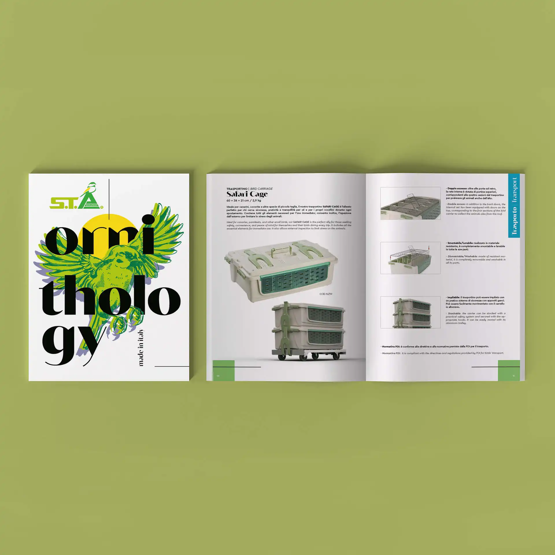 Copertina e pagine interne del catalogo STA Soluzioni con schede prodotto