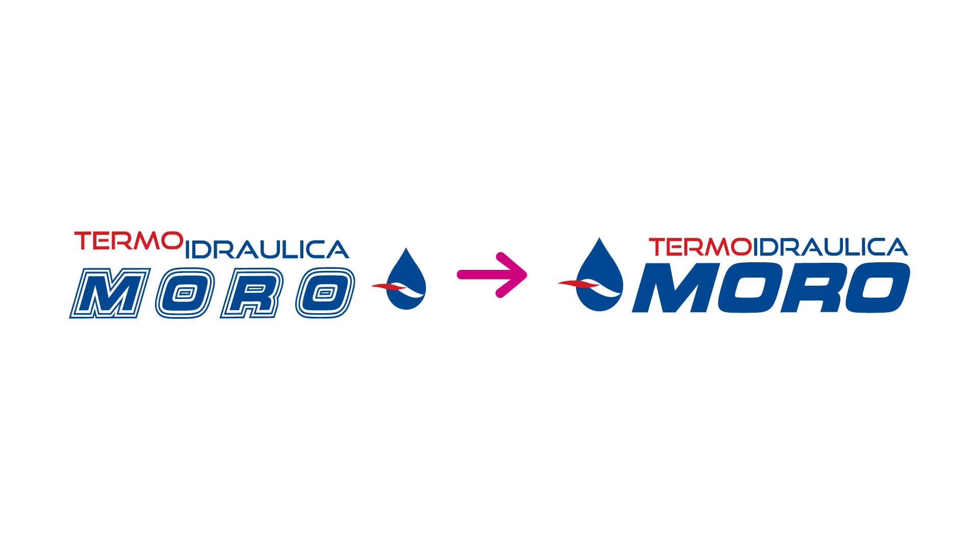 Confronto tra il vecchio e il nuovo logo di Termoidraulica Moro
