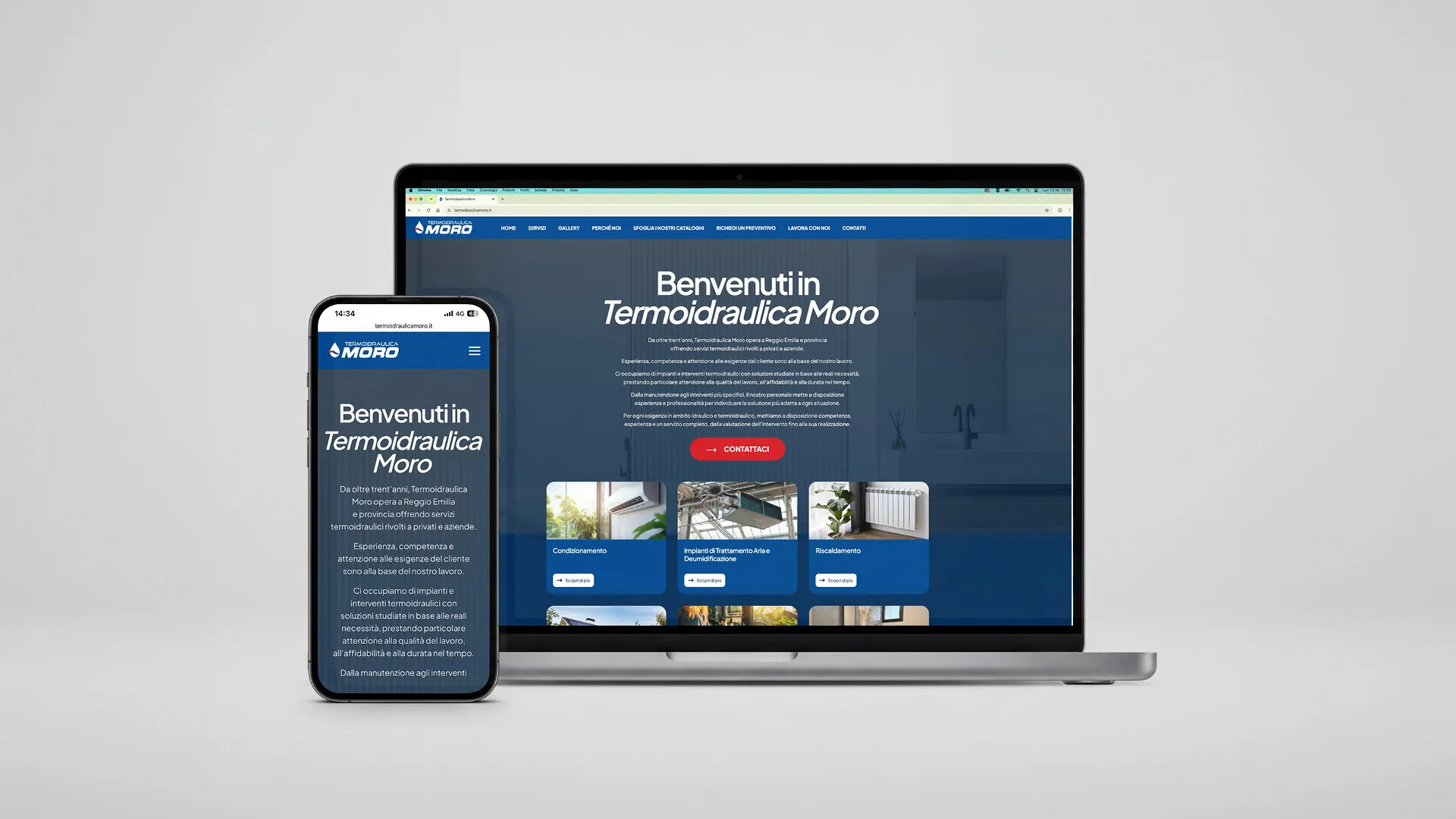 Nuovo sito Termoidraulica Moro visualizzato su computer e smartphone